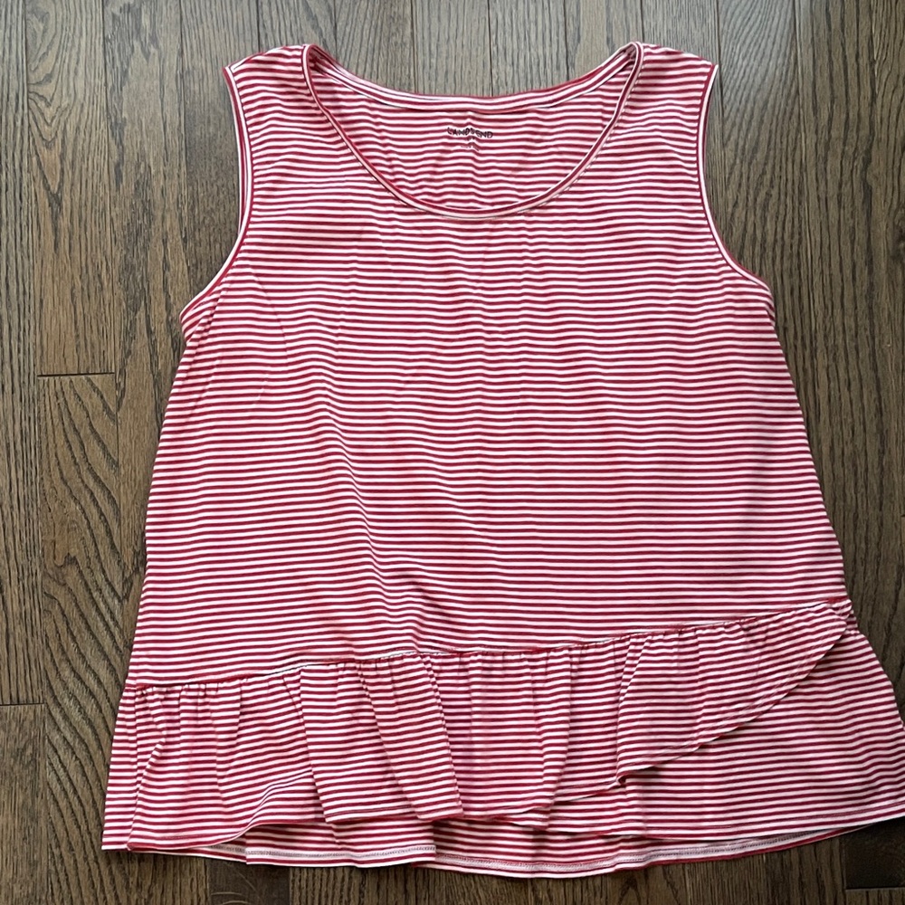 Lands' End Red and White Striped Top